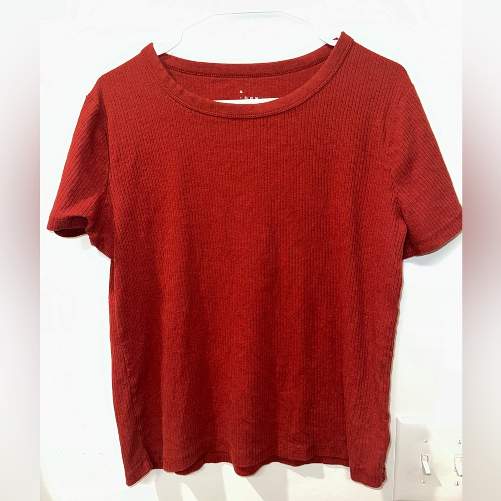 Women's Crew Neck Short Sleeve Ribbed T-Shirt Sz XL